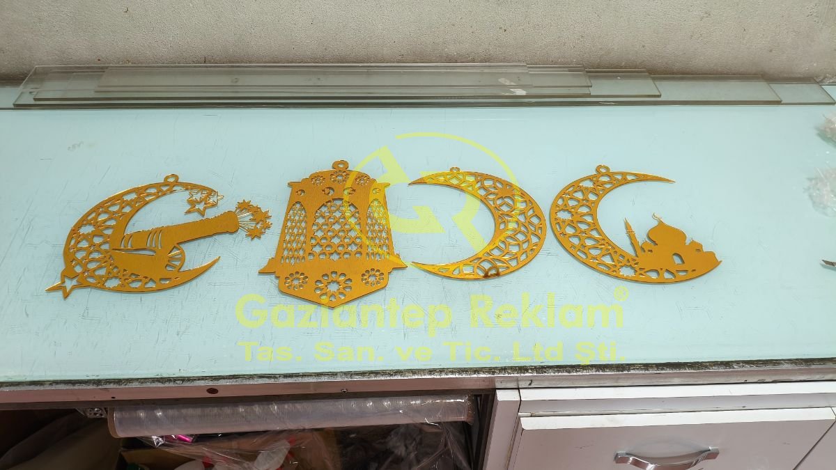 Altın Aynalı Pleksi Lazer Kesim Ramazan için Dekoratif Ürünler