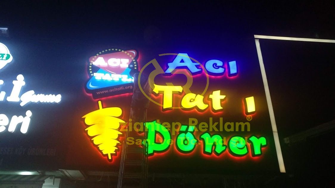 Canlı Renkli Pleksi Kutu Harf Led Aydınlatmalı Tabela