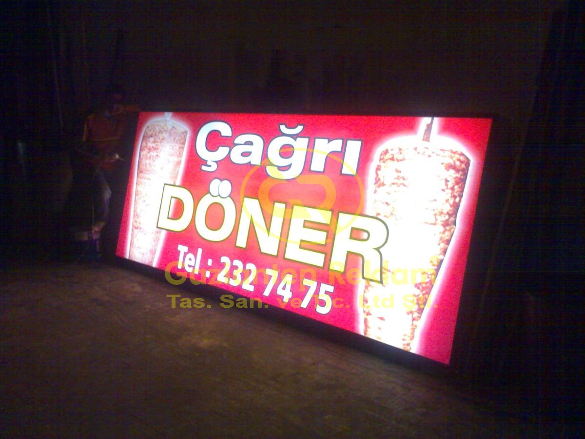 Dikkat Çekici Işıklı Kasa Germe Vinil Tabela