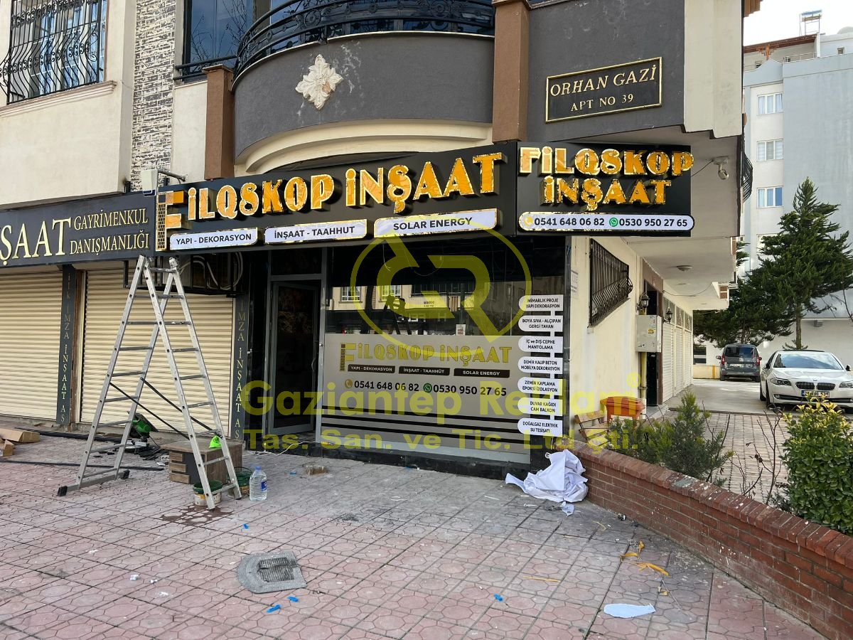 Filoskop İnşaat Kompozit üzeri Gold Fileli Işıklı Reklam