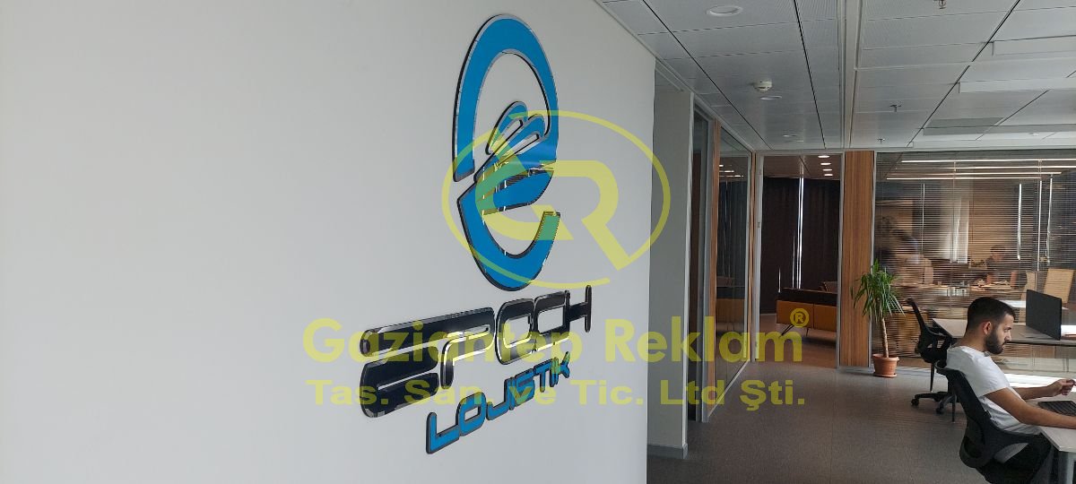 Krom Efektli Ayna alkor Kurumsal Duvar Tabelası