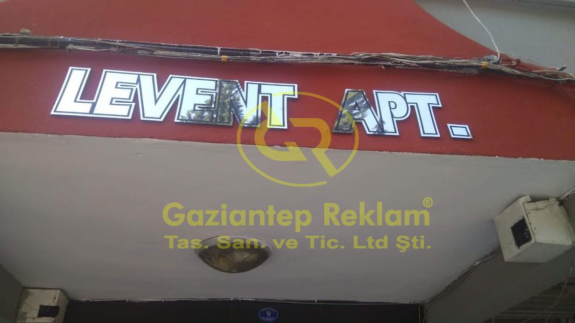 Levent Apt. Aynalı Krom Lazer Kesim Bina Tabelası