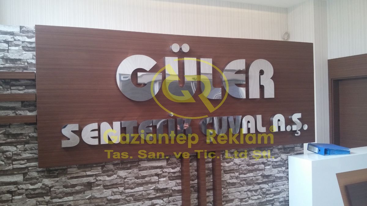 Parlak Paslanmaz Krom İç Mekan Kutu Harf Tabela