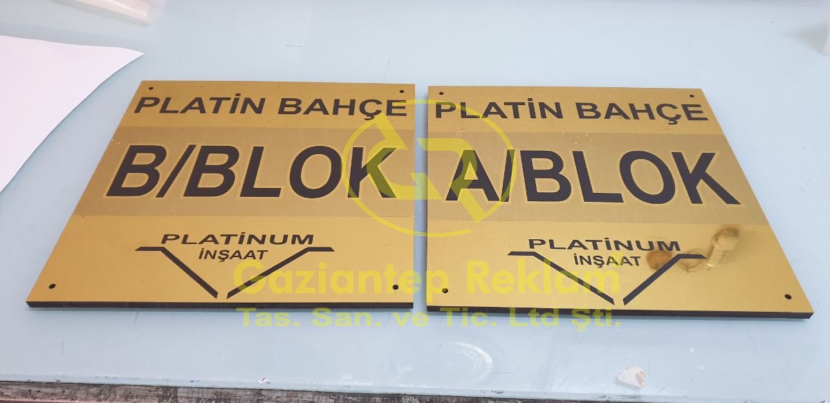 Platin Bahçe Gold Blok Yönlendirme ve Kapı Tabelaları