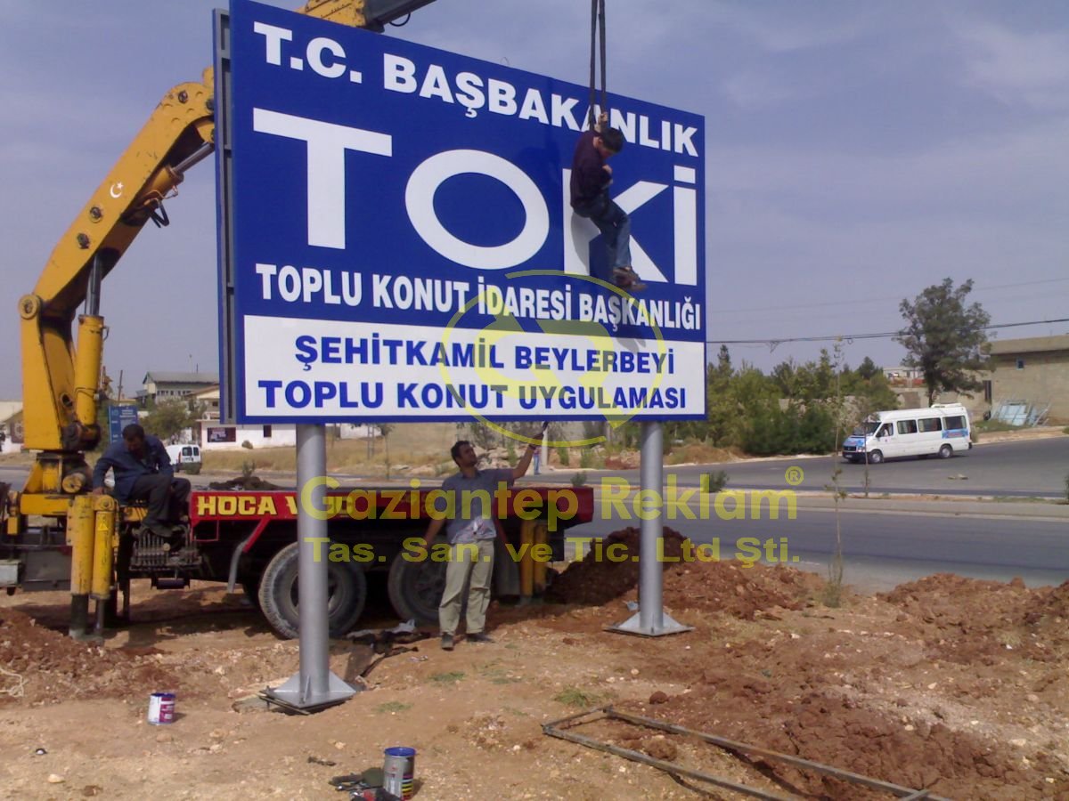 TOKİ Şehitkamil Beylerbeyi Projesi Yol Panosu Sac Tabela