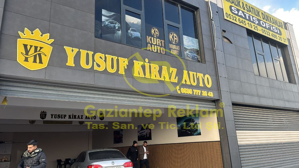 Yusuf Kiraz Auto Sarı Işıklı Pleksi Kutu Harf Tabela